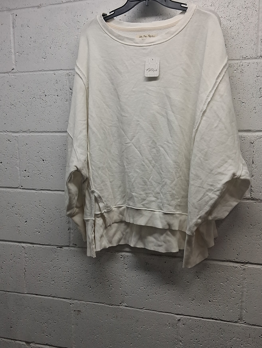 NWT Free People, We The Free Oversized Ivory Pullover Sweatshirt